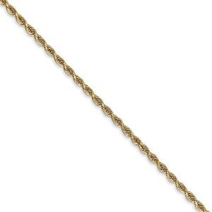 2mm, 14k Yellow Gold, D/C Quadruple Rope Chain Necklace, 18 Inch